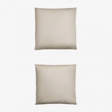 Pack 2 Poszewek Na Poduszki Z Satyny 300 Nitek Sampras Nude Beżowy & 60 X 60 Cm - Sklum
