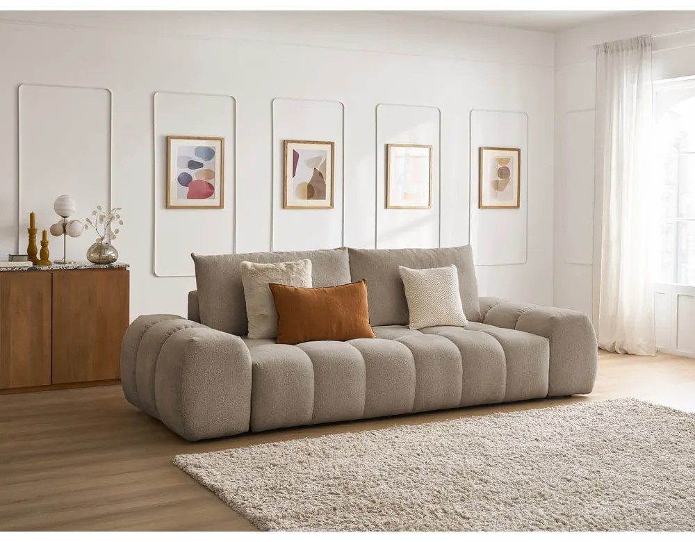 Szarobrązowa sofa z tkaniny szenilowej 278 cm Everest – Bobochic Paris