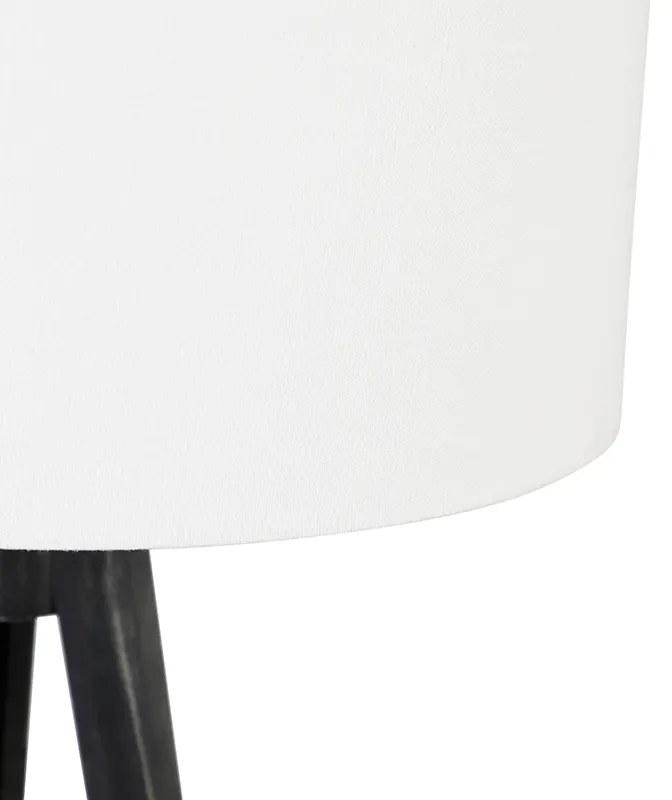 Lampa stojąca trójnóg czarna z kloszem białym 50 cm - Tripod Classic Nowoczesny Oswietlenie wewnetrzne