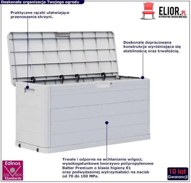 Jasnoszara zamykana skrzynia do ogrodu Z8-Z57