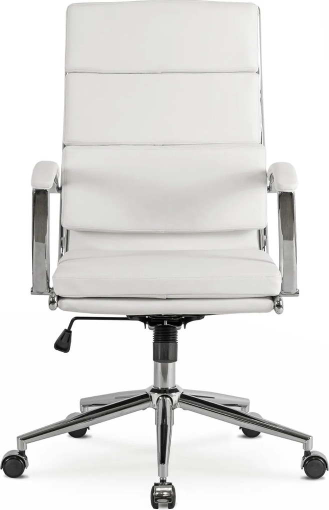 Nowoczesny fotel biurowy z białej ekoskóry Camilo