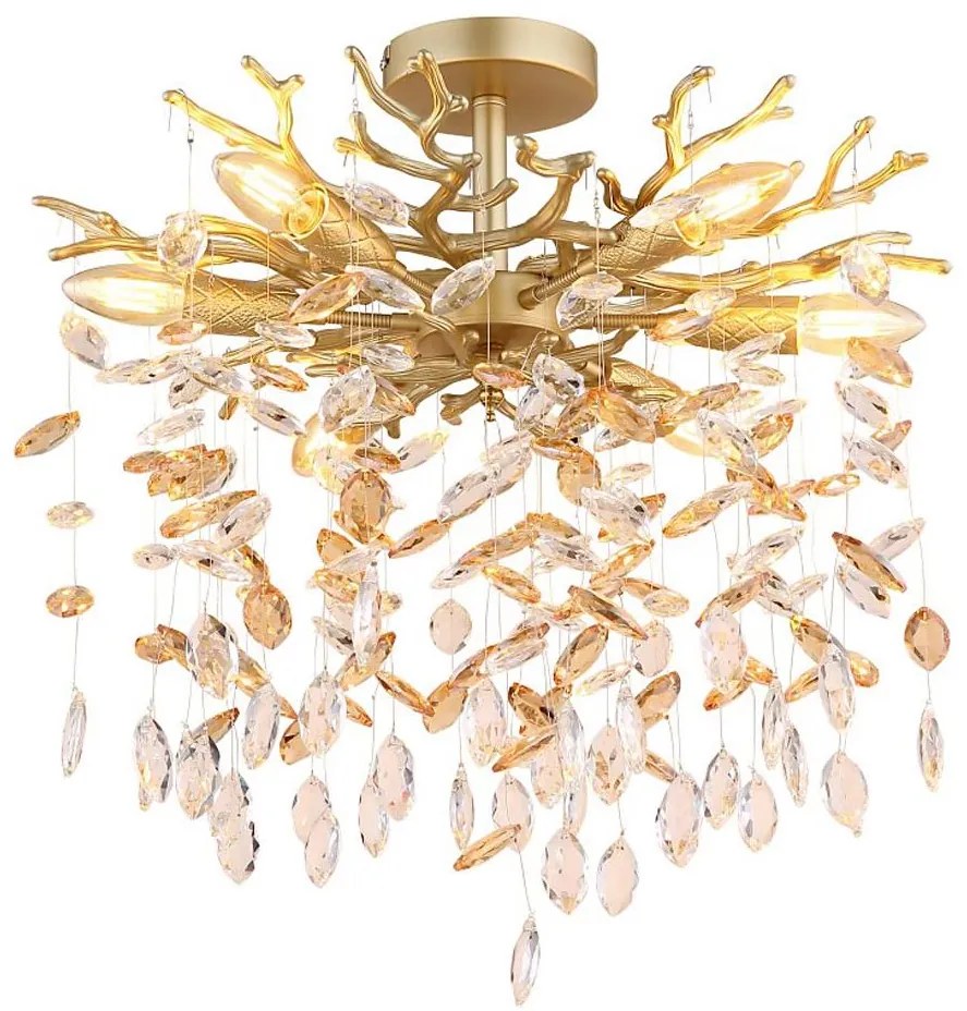 Globo 64138DG - Żyrandol na pręcie QUEENA 6xE14/40W/230V złoty