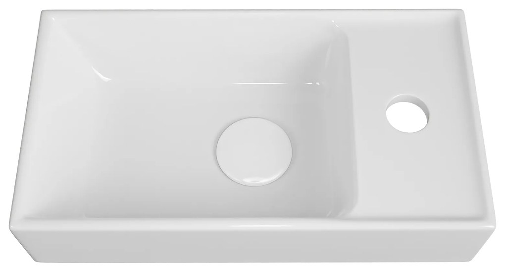 Zestaw umywalka z konglomeratu nablatowa prostokątna biała + czarna konsola 40 x 22 cm NAVI do małej łazienki