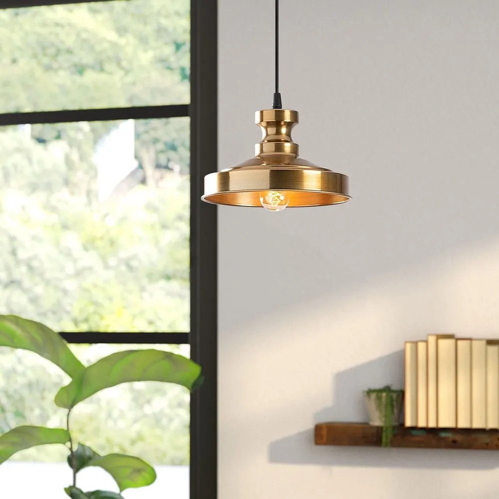 Lampa wisząca w kolorze złota z metalowym kloszem ø 22 cm Berceste – Opviq lights