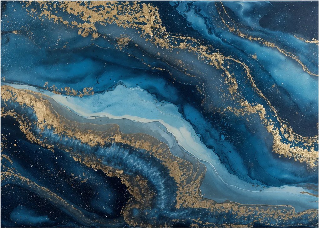 Obraz na szkle - Niebieska marmurowa abstrakcja (70x50 cm)