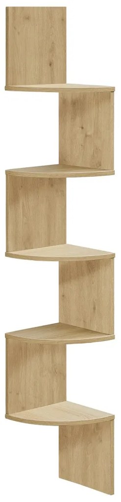 Narożna półka ścienna ESTANTE, 5 półek w dekorze dąb artisan, 126x20cm