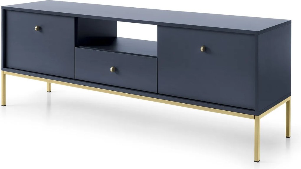 Szafka RTV stojąca MONDO 153,4 cm do Salonu pod Telewizor 1 Szuflada - Odcienie granatowego