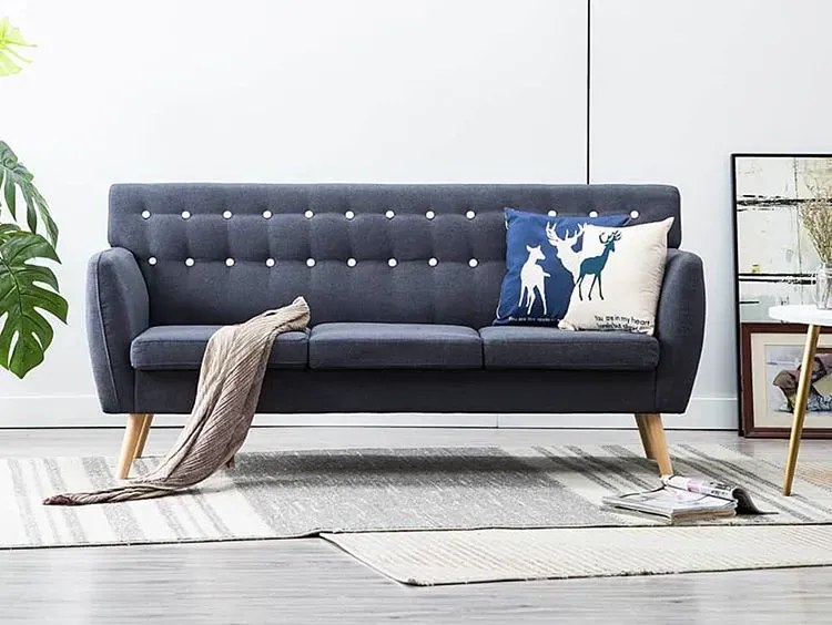 3-osobowa ciemnoszara sofa pikowana - Lilia