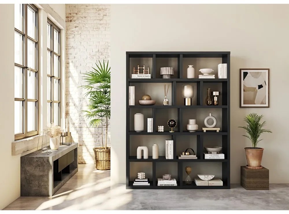 Czarno-szara szafka pod TV w dekorze betonu 175x52 cm Nara – TemaHome