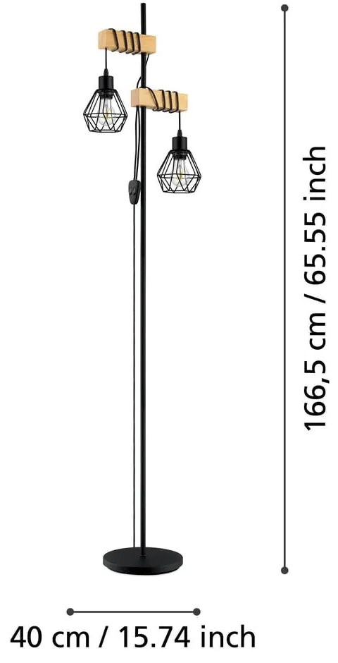 Lampa stojąca w czarno-naturalnym kolorze (wysokość 166,5 cm) TOWNSHEND 5 – EGLO