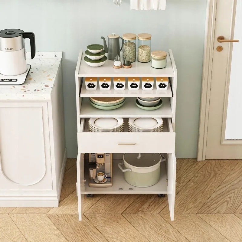 Szafka wózek kuchenny komoda stół regał nowoczesny mobilny na kółkach biała