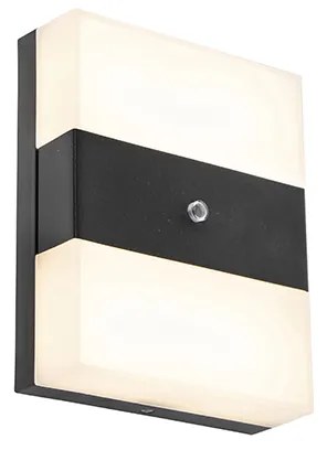 Lampa ścienna zewnętrzna czarna IP44 w tym LED z czujnikiem zmierzchu - Dualy