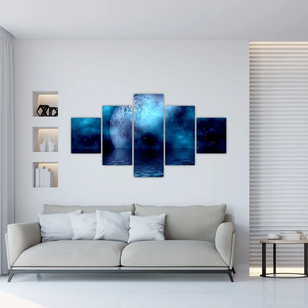 Obraz księżyca nad morzem (125x70 cm)