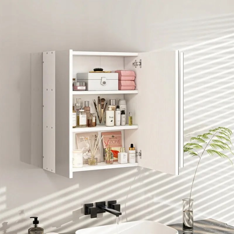 Wisząca szafka łazienkowa z trójdzielnym lustrem, montowana na ścianie, w nowoczesnym stylu loftowym