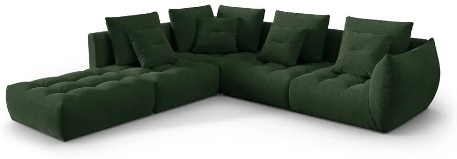 Ciemnozielony narożnik (lewostronny/w kształcie litery L) Bloom – Micadoni Home