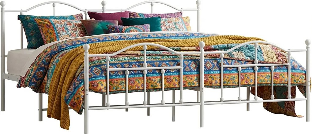 Białe metalowe łóżko industrialne 200x200 cm S6-F23