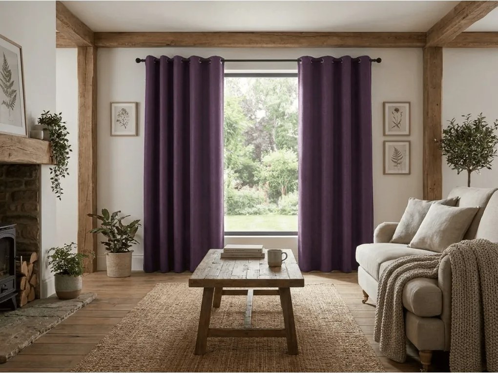 Zasłona zaciemniająca DUNES VELVET 140x250 cm, fioletowy Zawieszanie: Taśma z wiązaniami