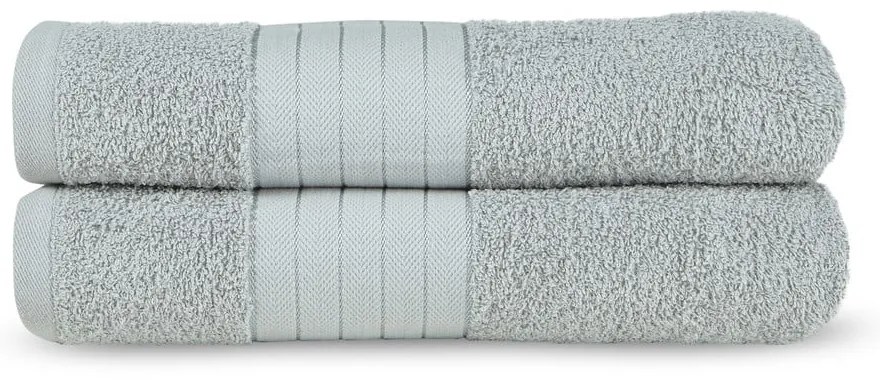 Jasnoszare bawełniane ręczniki kąpielowe frotte zestaw 2 szt. 70x140 cm – Good Morning