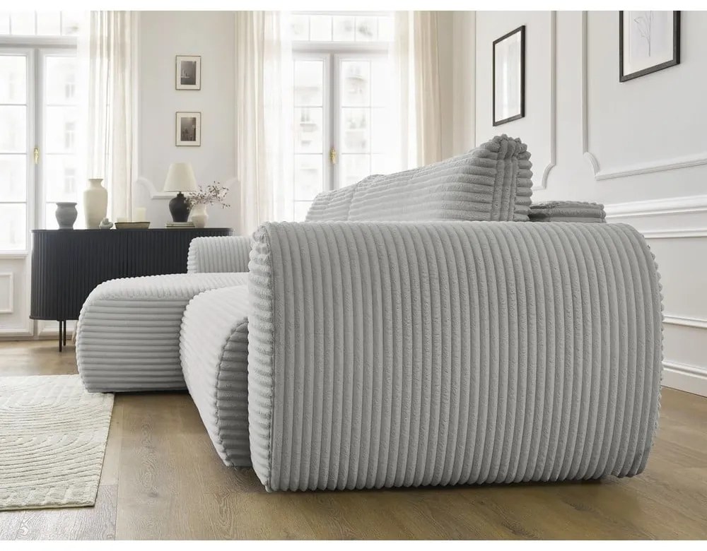 Jasnoszary sztruksowy rozkładany narożnik (lewostronny) Lucien – Bobochic Paris