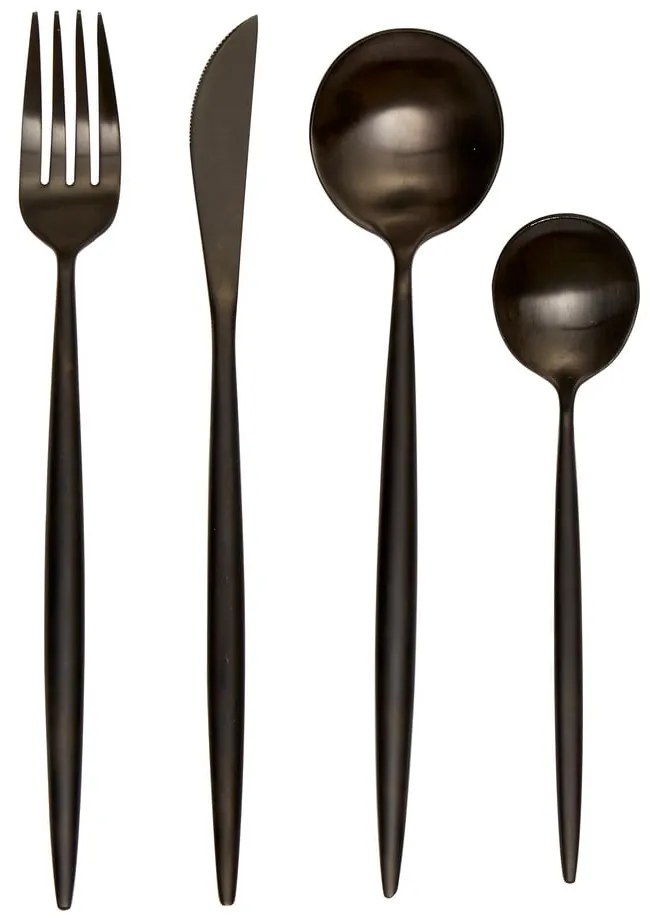 Czarne sztućce ze stali nierdzewnej 16 szt. Modern retro – Premier Housewares