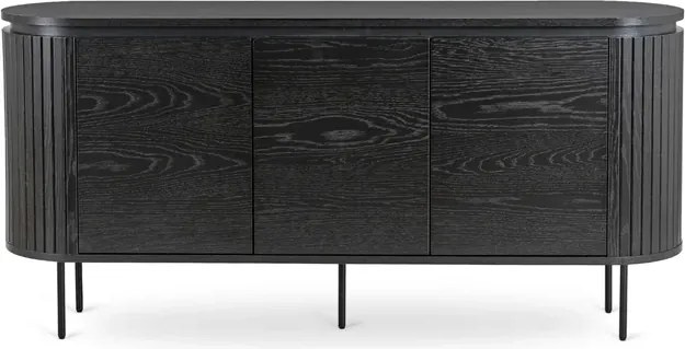 Komoda do Salonu BECK 160 cm Czarna Trzydrzwiowa Ryflowana Nowoczesna