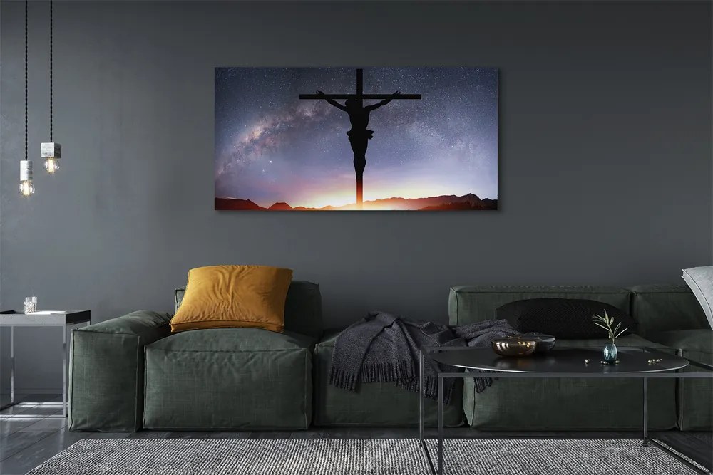 Duży obraz na płótnie Ukrzyżowany Jezus na Tle Nieba