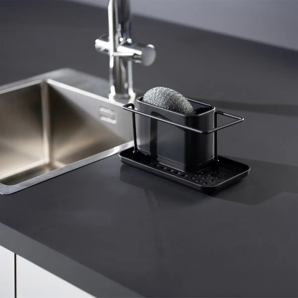 Wenko Organizer do mycia naczyń ze stali nierdzewnej Orio, czarny