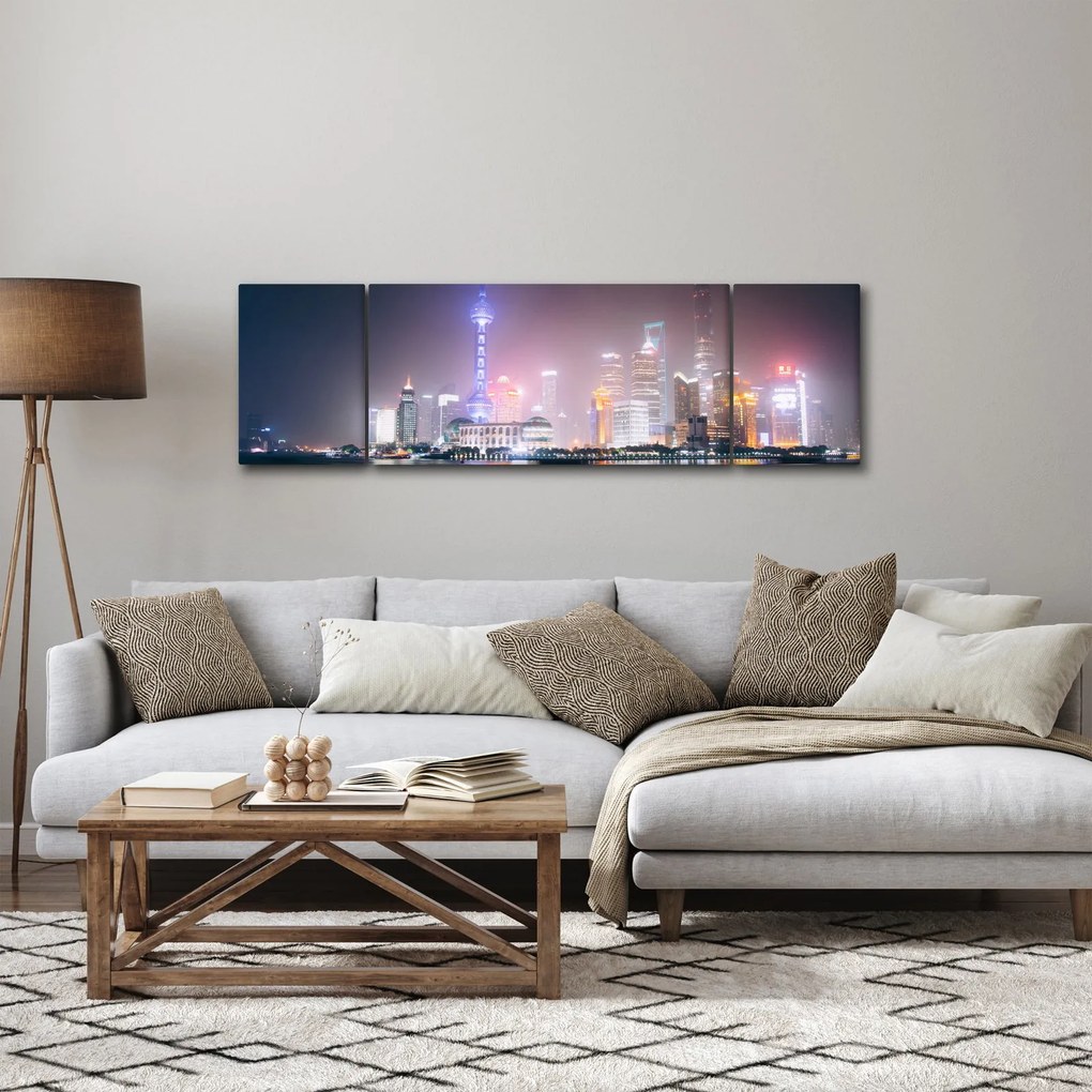 Obraz Szanghaju nocą (170x50 cm)
