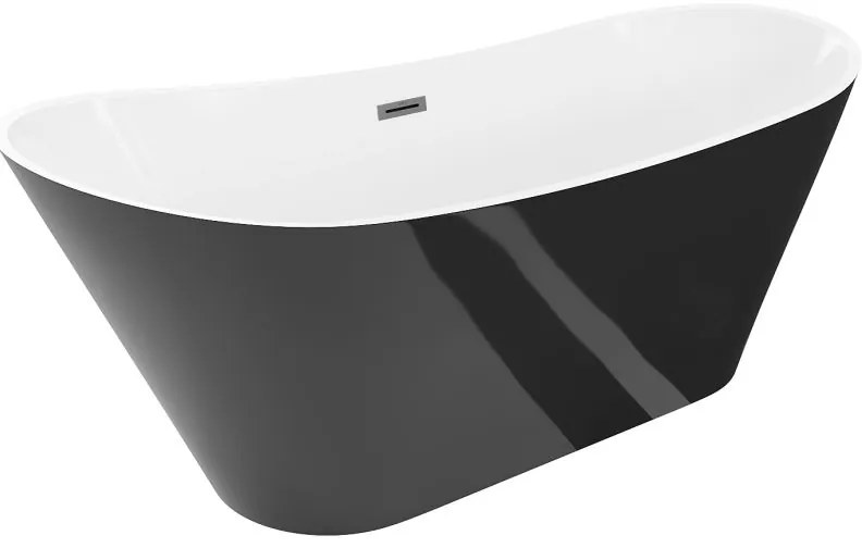 Mexen Dora wanna wolnostojąca 150 x 75 cm, biała/czarna, przelew gun metal - 52071507575-95