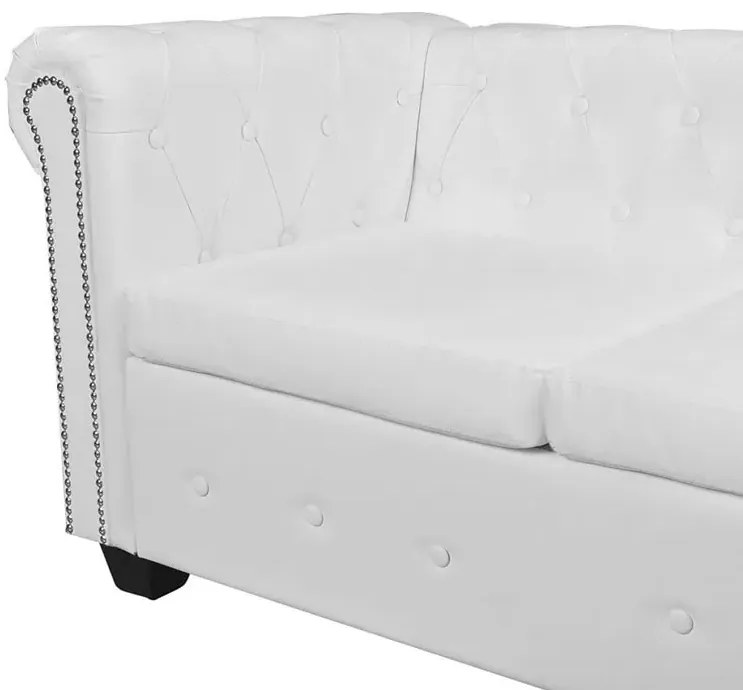6-osobowy biały narożnik w stylu Chesterfield S4-R07