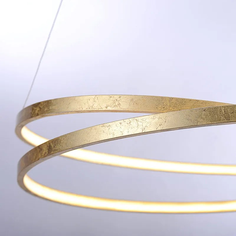 Designerska lampa wisząca złota 72 cm z wbudowanym ściemnianym LED - RowanDesignerski Oswietlenie wewnetrzne
