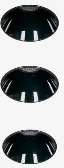 Zestaw 3 Szt. – Oprawy Led Trimless Ø3,6 Cm Z Aluminium, Z Funkcją Stopniowego Włączania I Wyłączania Luisiana Czarna & Biała 3000k & 3 W & 19º -