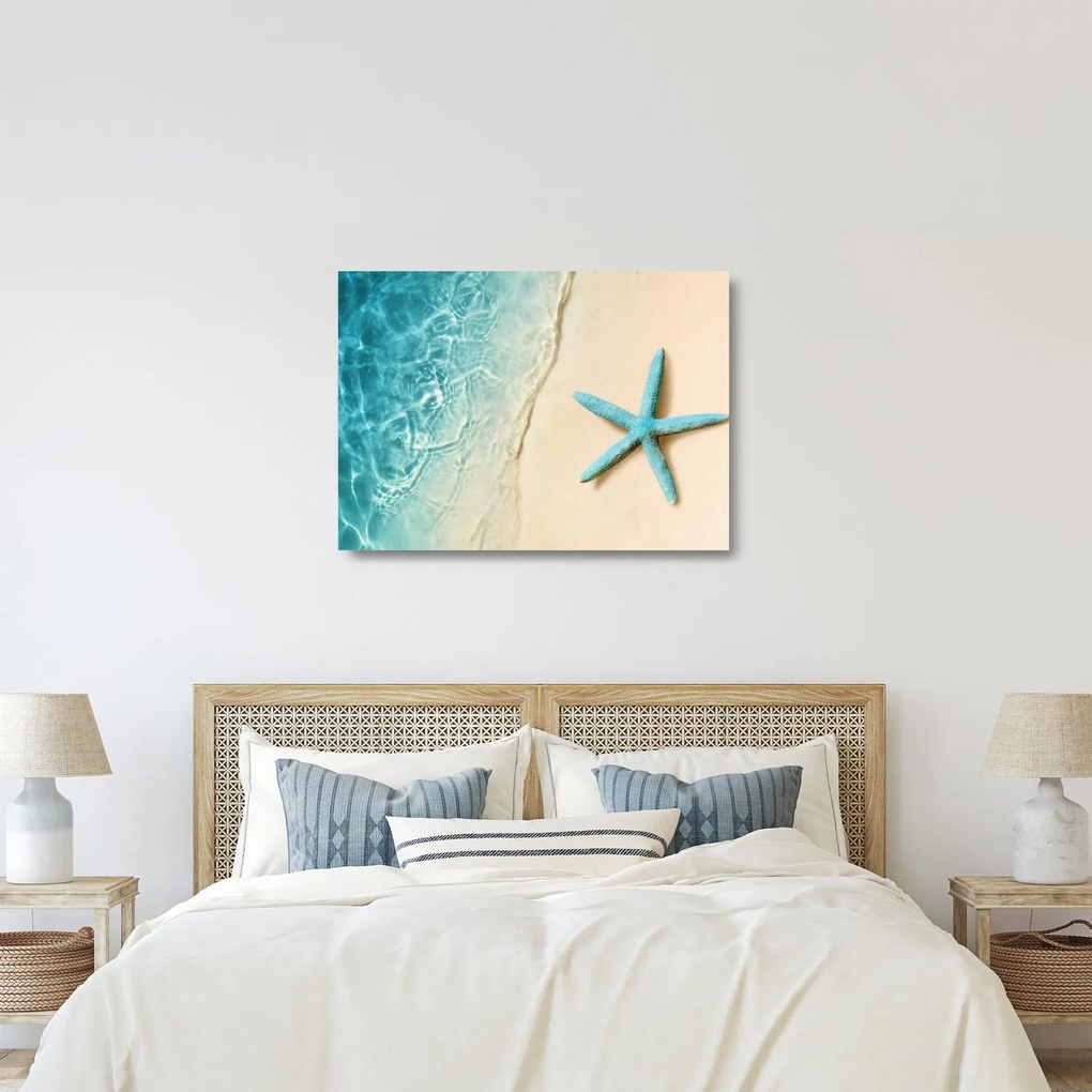 Obraz na szkle - Rozgwiazda na plaży (70x50 cm)
