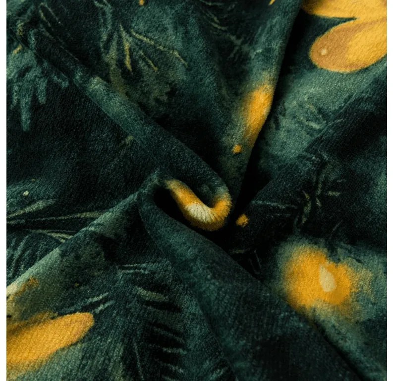 PrzytulneMieszkanie.pl PrzytulneMieszkanie.pl Pościel z mikropluszu YELLOW BUTTERFLY ciemnozielone Rozmiar pościeli: 2 szt 70 x 90 cm | 200 x 220 cm