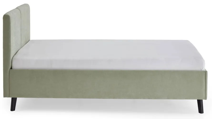 Jasnozielone tapicerowane łóżko dwuosobowe ze stelażem 140x200 cm Piano – Meise Möbel