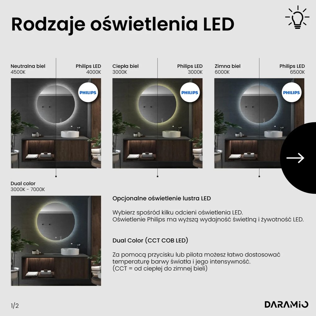 Okrągłe lustro łazienkowe z oświetleniem LED E4