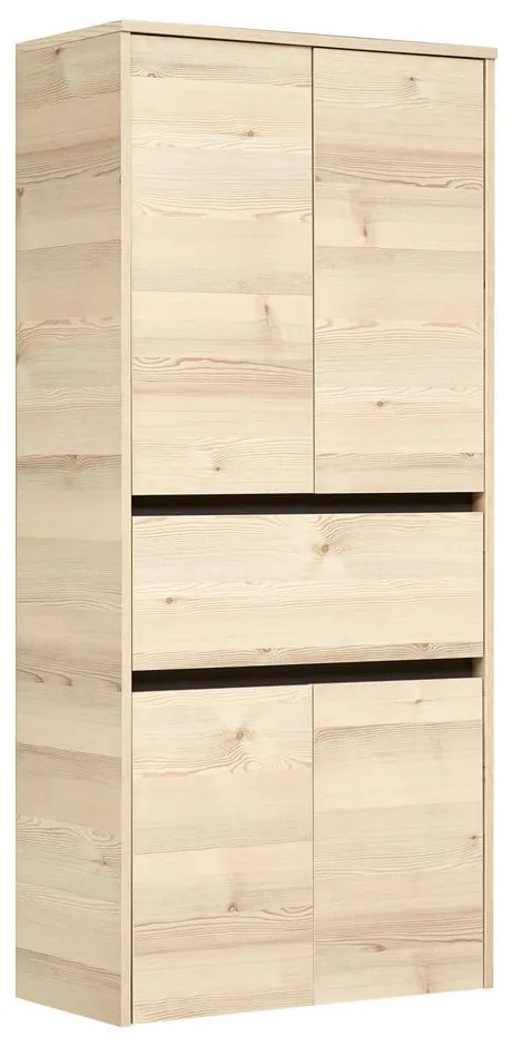 Wysoka/wisząca szafka łazienkowa w dekorze sosny w naturalnym kolorze 146x67 cm Quickset 393 – Pelipal