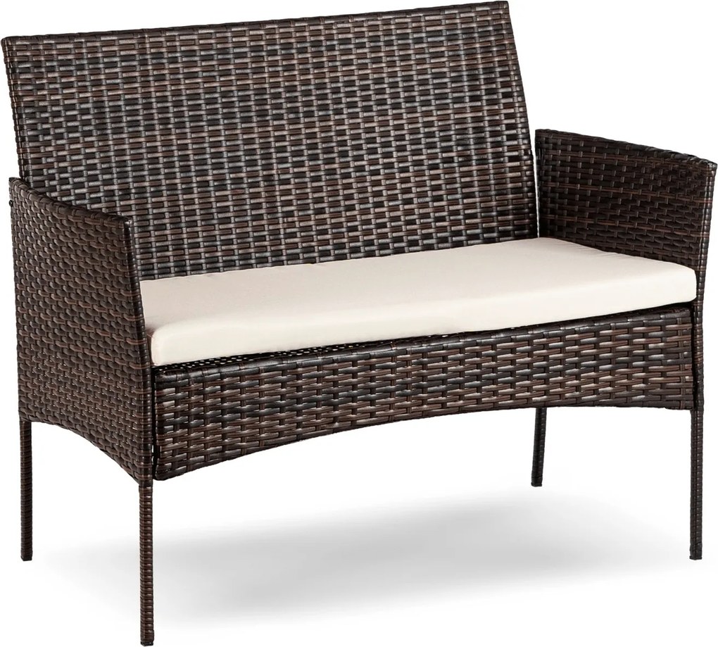 Zestaw Mebli Ogrodowych MISSISIPI Brązowy/Beżowy Sofa Krzesła Stolik Tarasowy Technorattan Nowoczesne