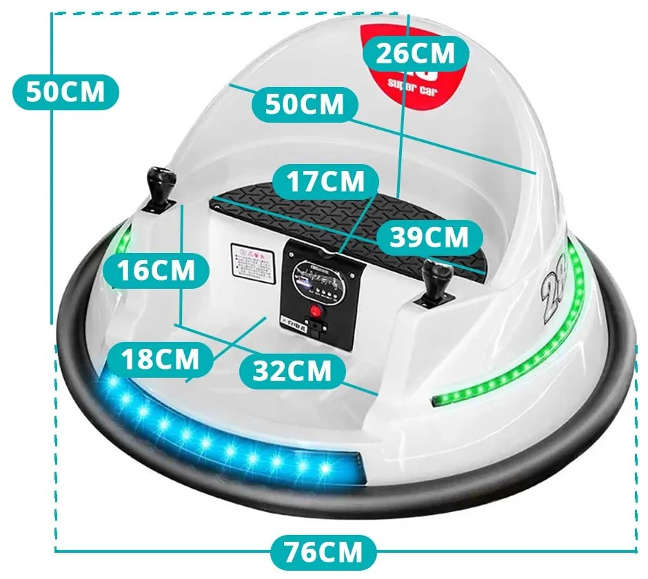 Elektryczny samochodzik dla dzieci, 6V, z baterią, pilotem, biały