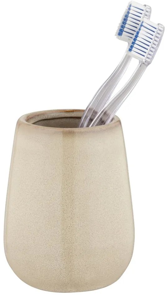 Beżowy kubek na szczoteczki do zębów ceramiczny Sirmione – Wenko
