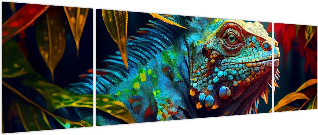 Obraz - Kolorowa iguana (170x50 cm)