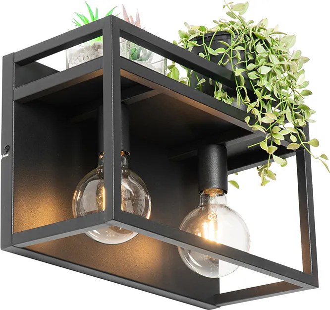 Inteligentna lampa ścienna czarna z półką w komplecie 2 Wifi G95 - Cage Rack