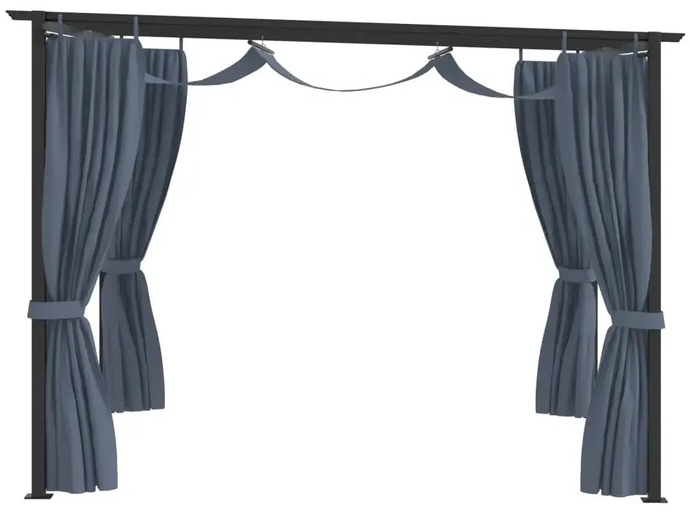 Antracytowe zadaszenie ogrodowe z zasłonami G4-W77