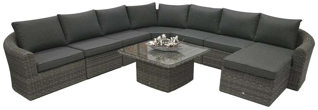Rattanowy zestaw modułowy BORNEO LUXURY dla 8 osób (szary)