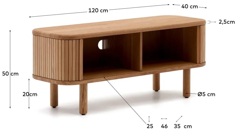 Szafka pod TV w dekorze jesionu w naturalnym kolorze 120x50x40 cm Mailen – Kave Home