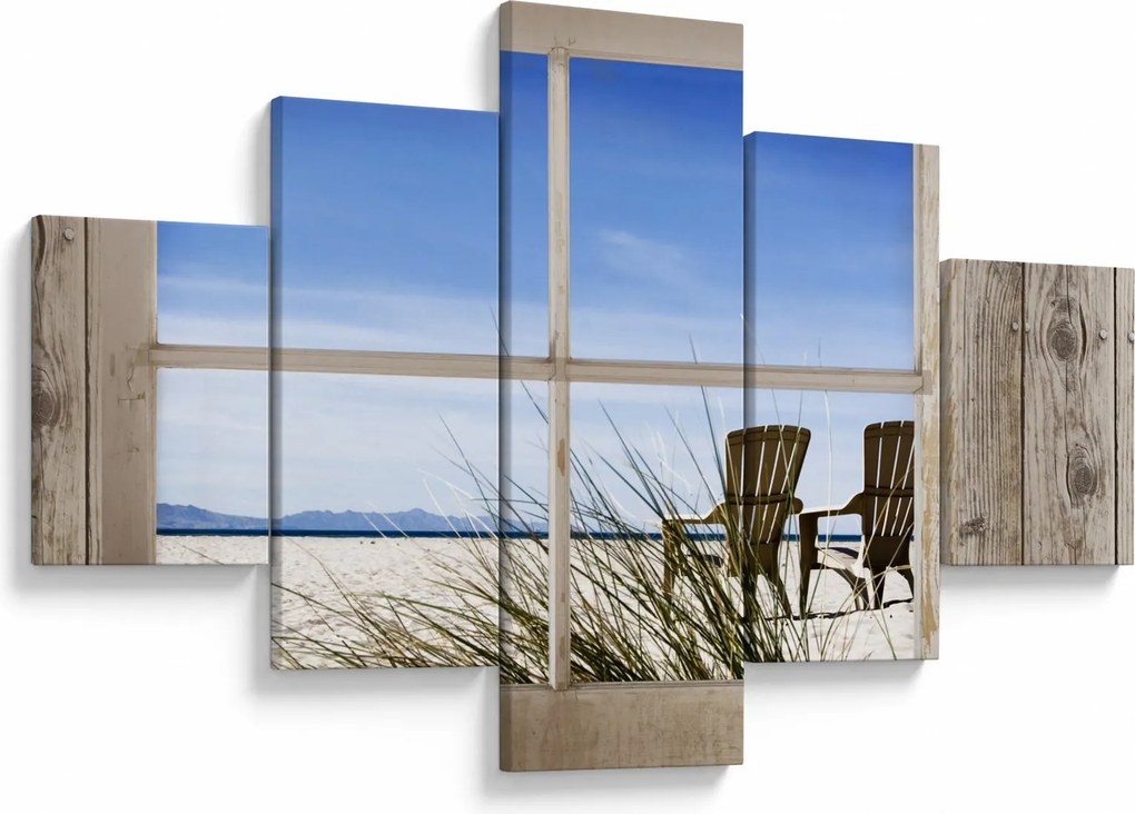 Obraz - Okno z widokiem na plażę (125x70 cm)