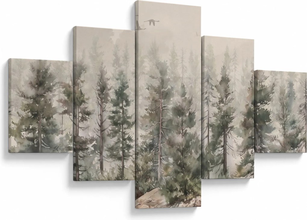 Obraz - Pine forest I., aquarel (125x70 cm)