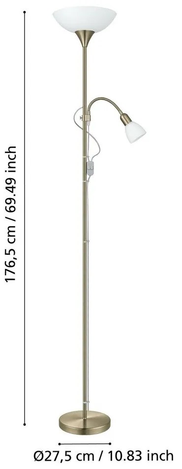 Lampa stojąca w kolorze brązu ze szklanym kloszem (wysokość 176,5 cm) UP 2 – EGLO