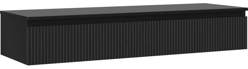 Mexen Rivel szafka łazienkowa podumywalkowa 140 cm z blatem, 1 szuflada, ryflowana , czarna mat - 91A20-14023-1-BFC71