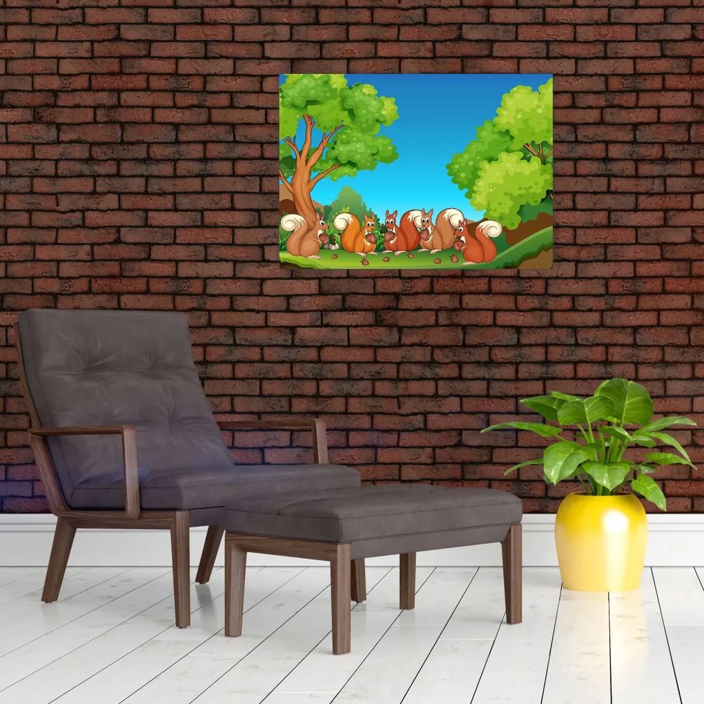 Obraz - Wesołe wiewiórki (70x50 cm)